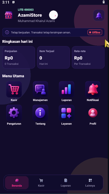 Dashboard StoreMan POS Lite