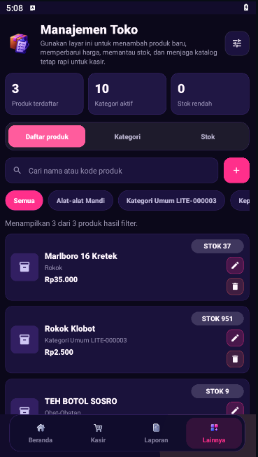Manajemen produk StoreMan