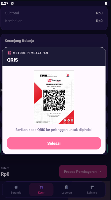 Pembayaran QRIS StoreMan POS Lite